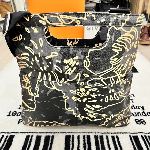 RARE Vivienne Westwood Abstract Floral Print Slim Foldable Leather Messenger Bag - Picture 5 of 12